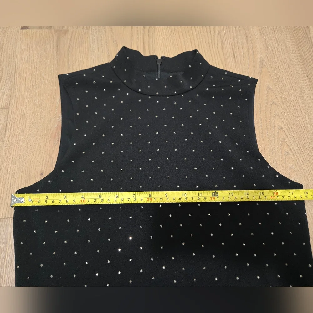 Black Rhinestone Embellished Sleeveless Sheath Dress - Picture 8 of 12
